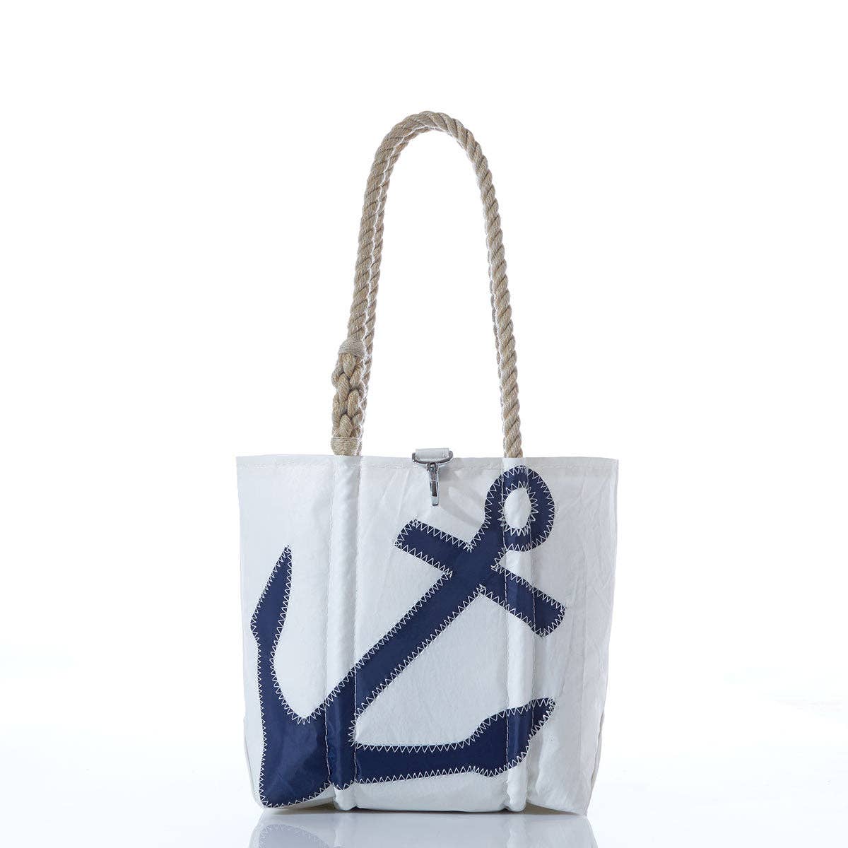 Sea Bags - Navy Anchor Handbag with Hemp Rope Handles