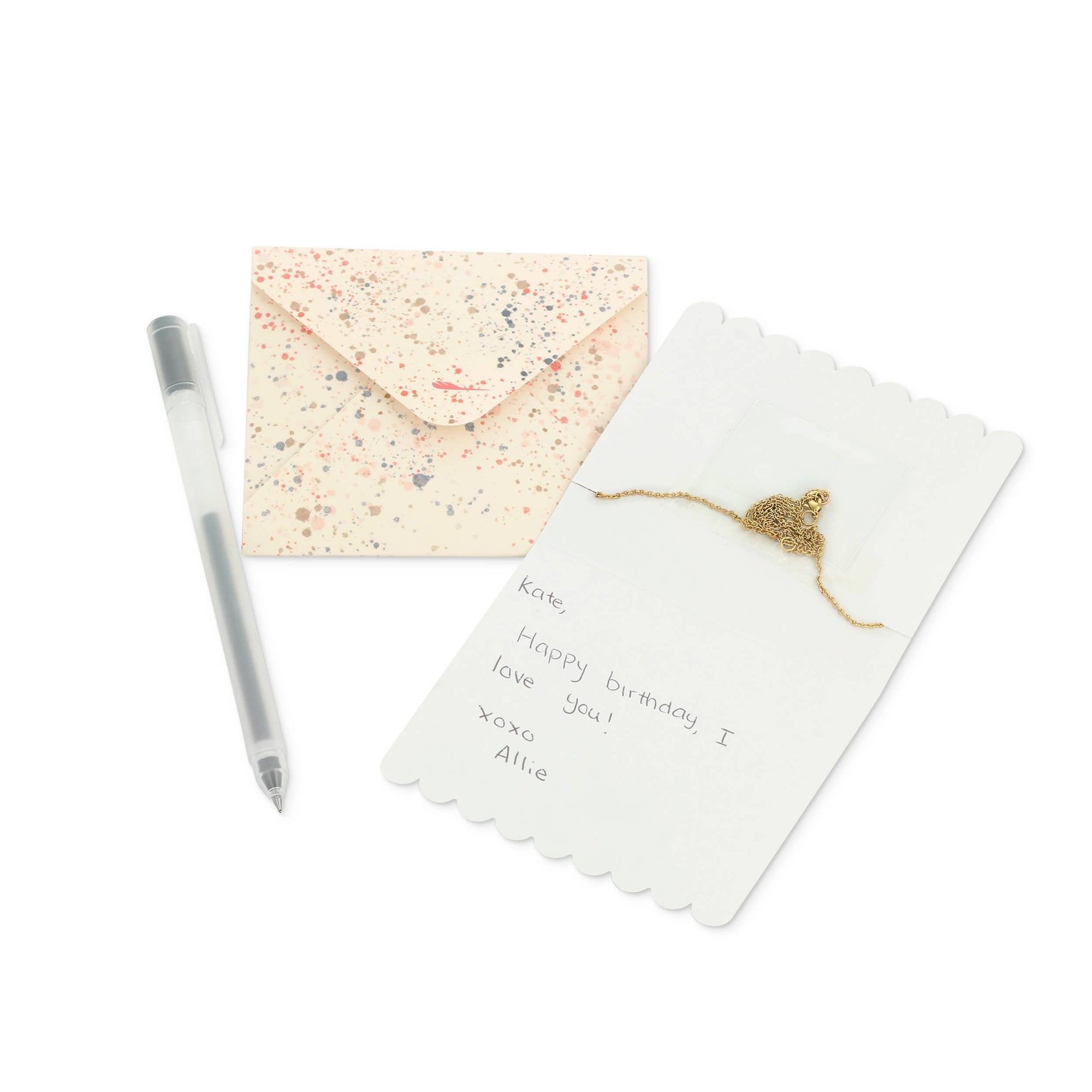 Lucky Feather - Celebrate You Gold Initial Necklace + Gift Envelope