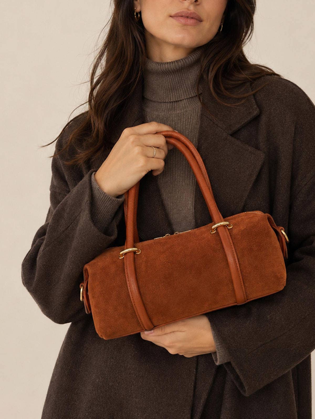 Suede Small Barrel Bag Crossbody Bag