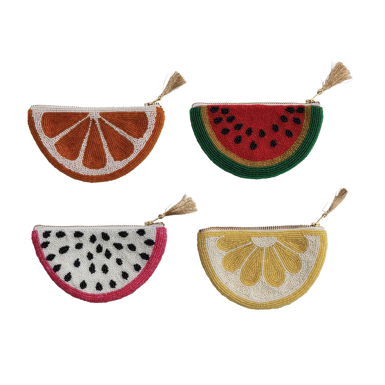 Glass Beaded Fruit Satchel or Coin Purse