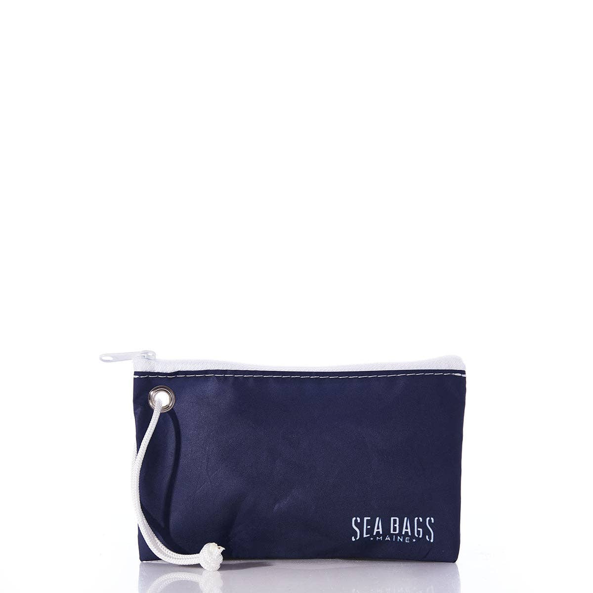 Sea Bags - White-on-Navy Sea Turtle Wristlet