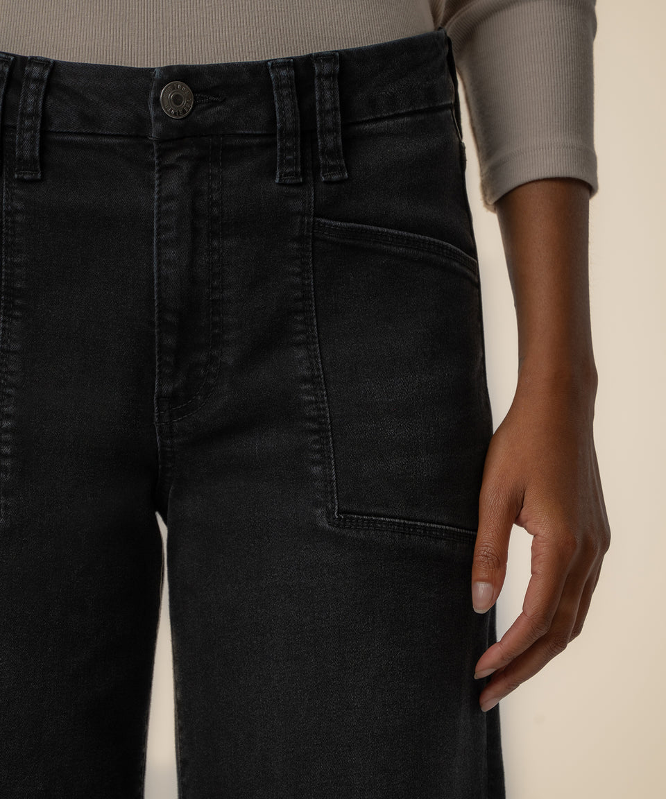 Meg High Rise Wide Leg Black Denim
