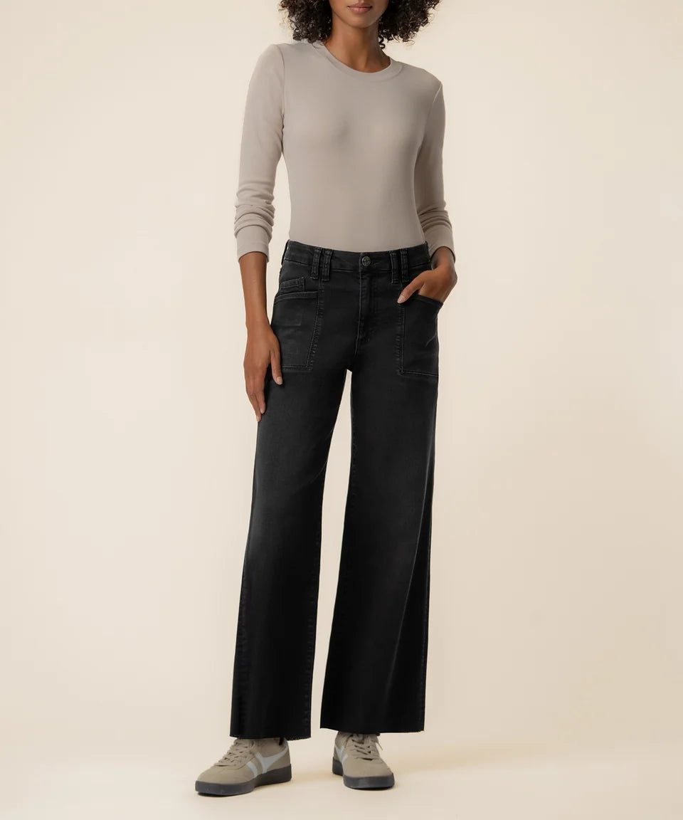 Meg High Rise Wide Leg Black Denim