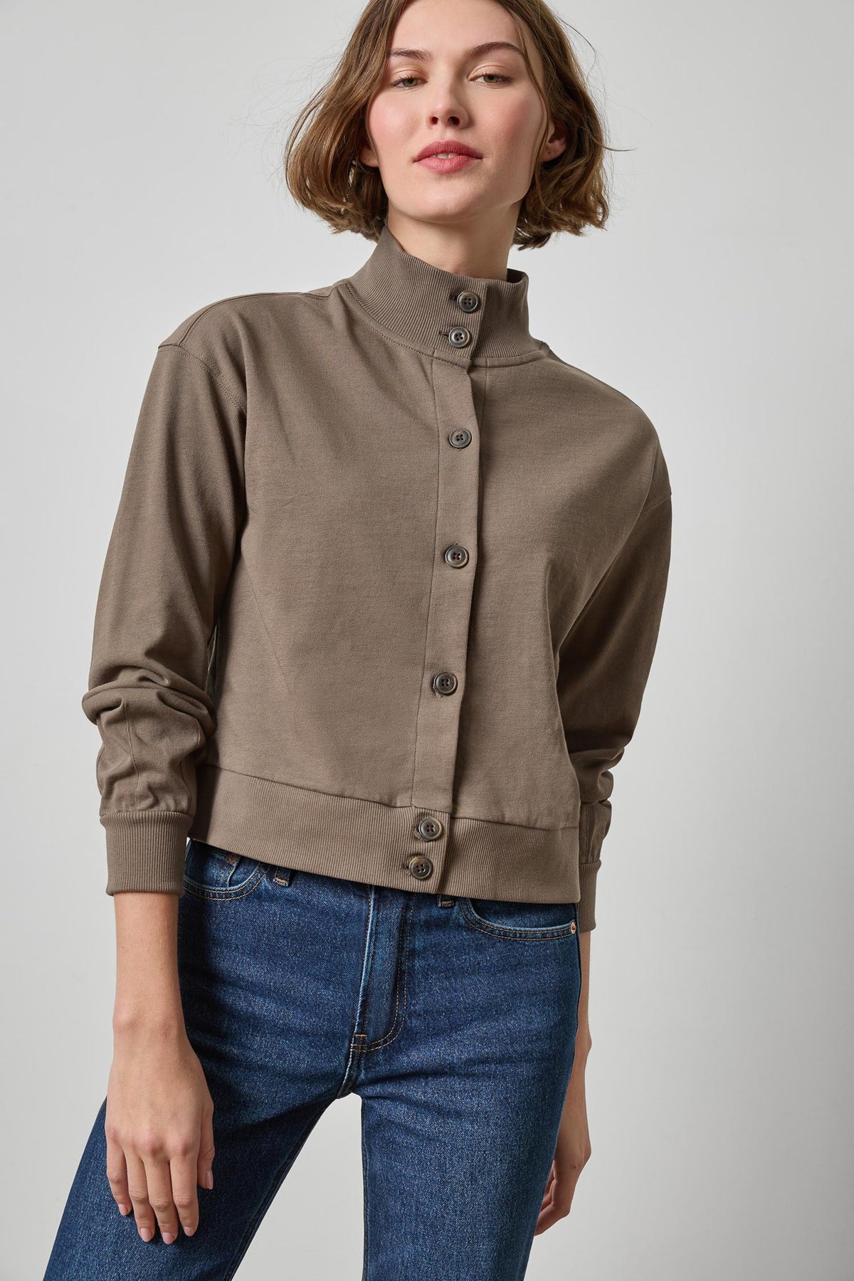 Lilla P Mock Neck Cardigan