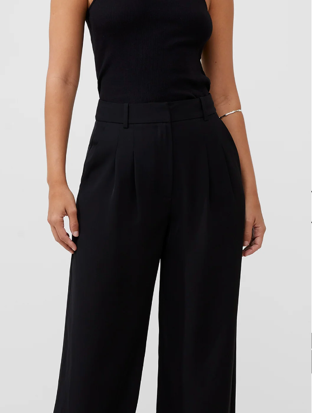 French Connection Wide Leg Harrie Suiting Trouser Pants in Cream or Black