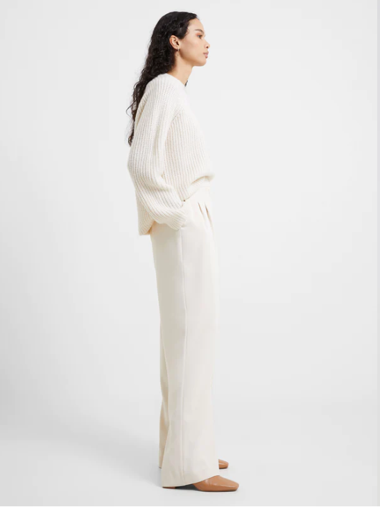 French Connection Wide Leg Harrie Suiting Trouser Pants in Cream or Black