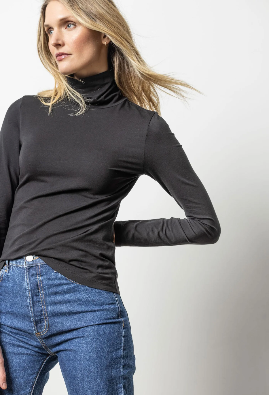 LILLA P Long Sleeve Black Turtleneck Tee
