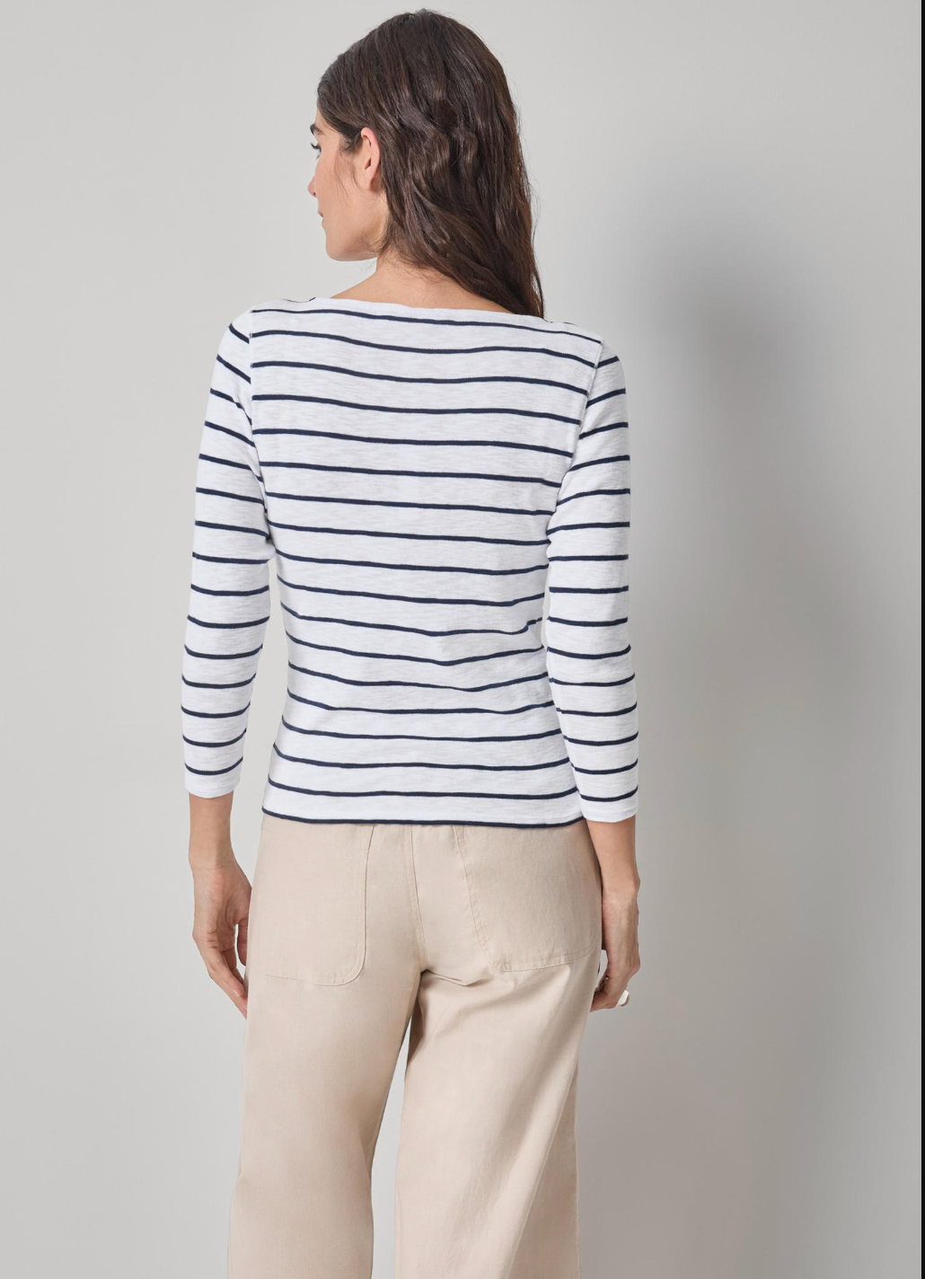 Striped 3/4 Sleeve Boatneck Breton