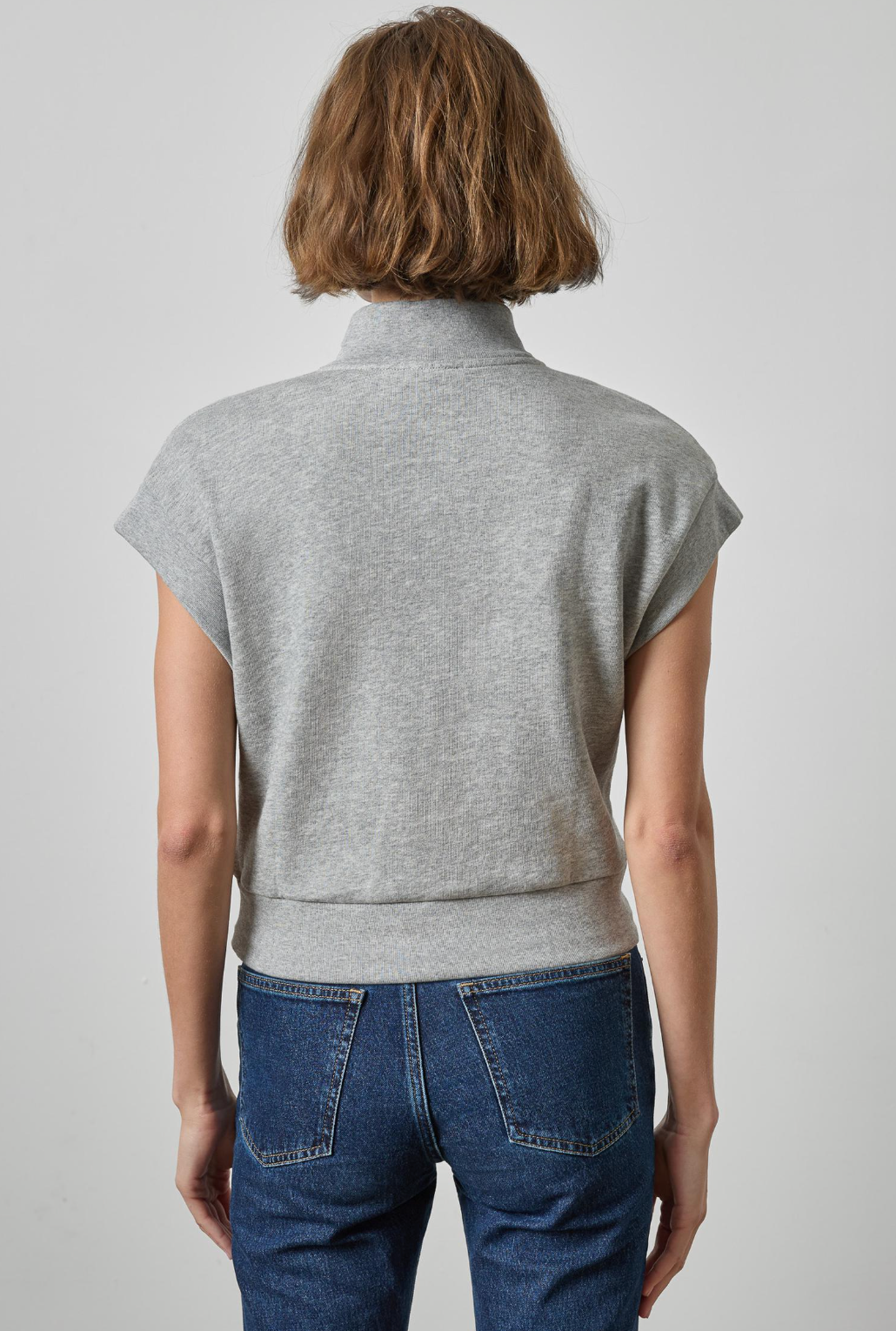 Quarter Zip Cap Sleeve Mock Neck