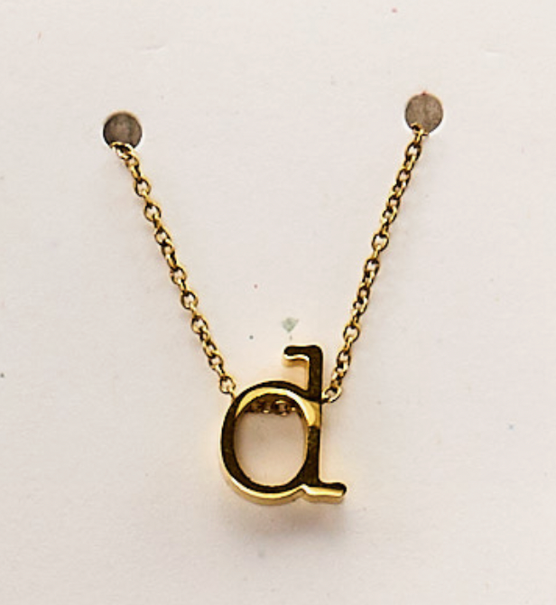Gold lower case Initial Necklace in a Jar
