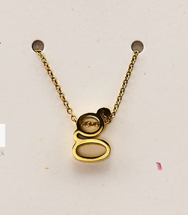 Gold lower case Initial Necklace in a Jar