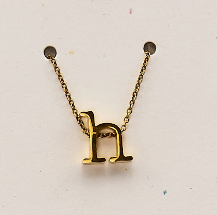 Gold lower case Initial Necklace in a Jar