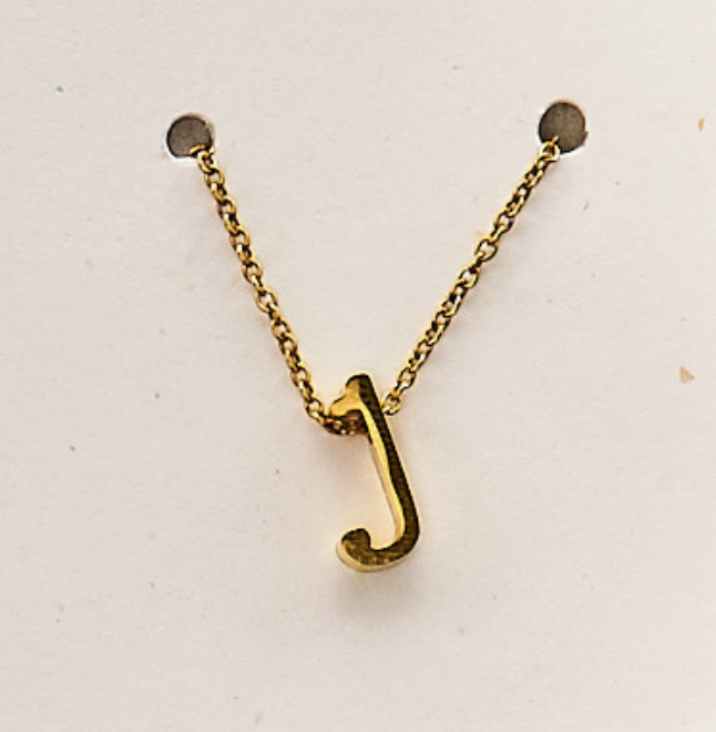 Gold lower case Initial Necklace in a Jar