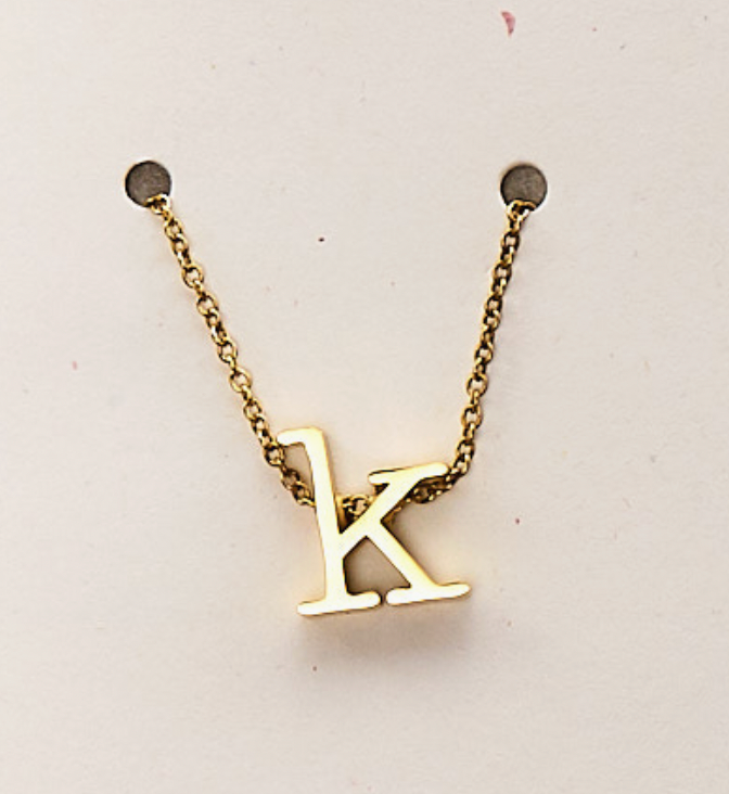 Gold lower case Initial Necklace in a Jar