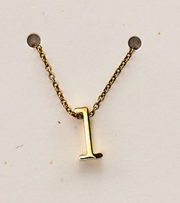 Gold lower case Initial Necklace in a Jar
