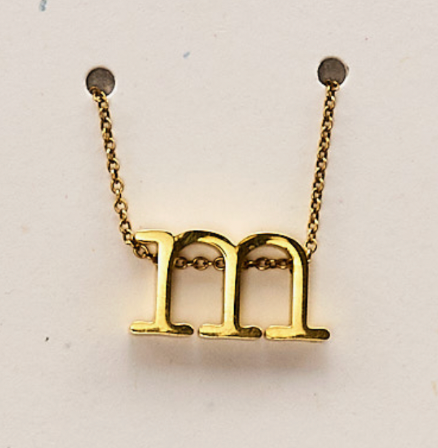 Gold lower case Initial Necklace in a Jar