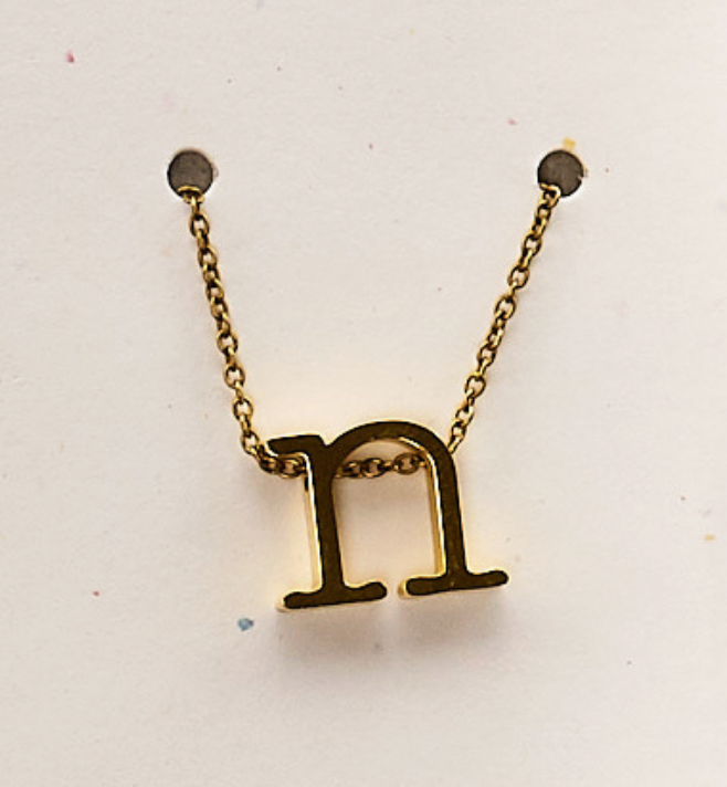 Gold lower case Initial Necklace in a Jar