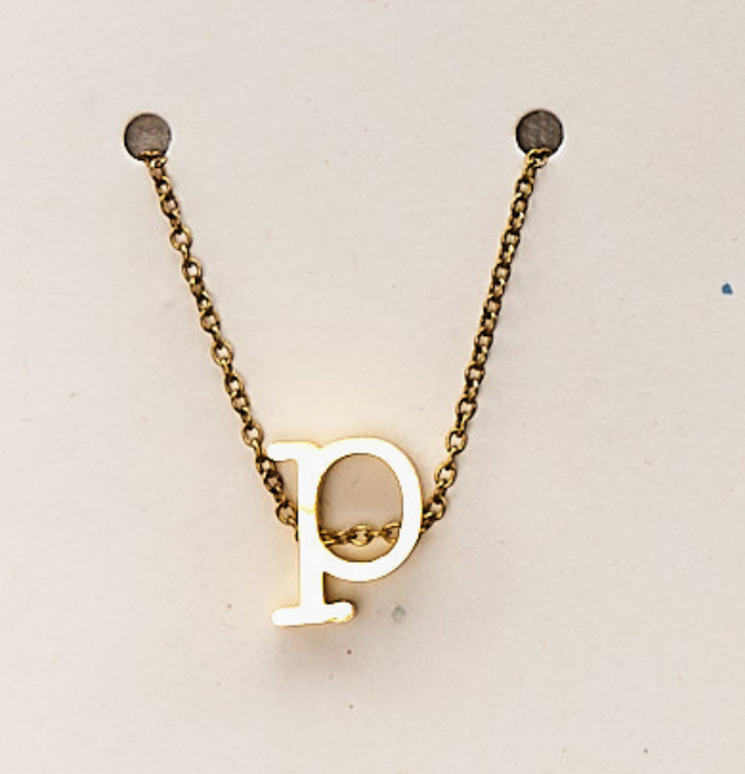 Gold lower case Initial Necklace in a Jar