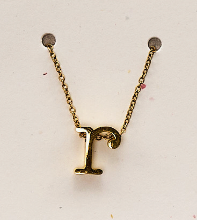 Gold lower case Initial Necklace in a Jar