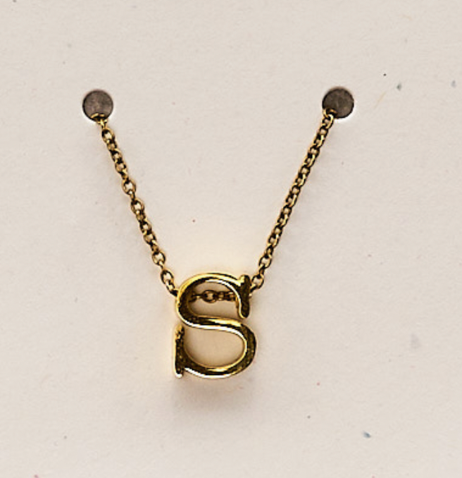 Gold lower case Initial Necklace in a Jar