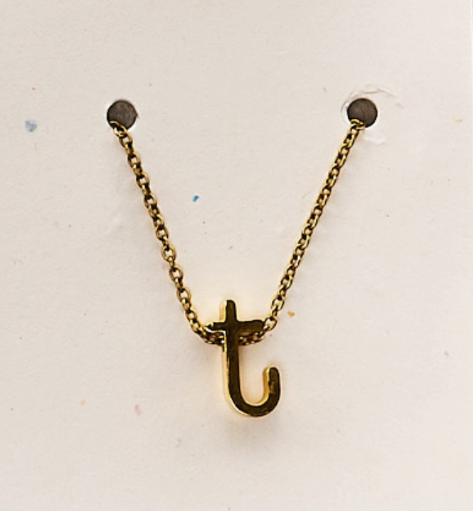 Gold lower case Initial Necklace in a Jar
